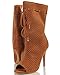 MAH Women's Peep Toe Perforate Lace Tie Mid Calf High Heel Boot
