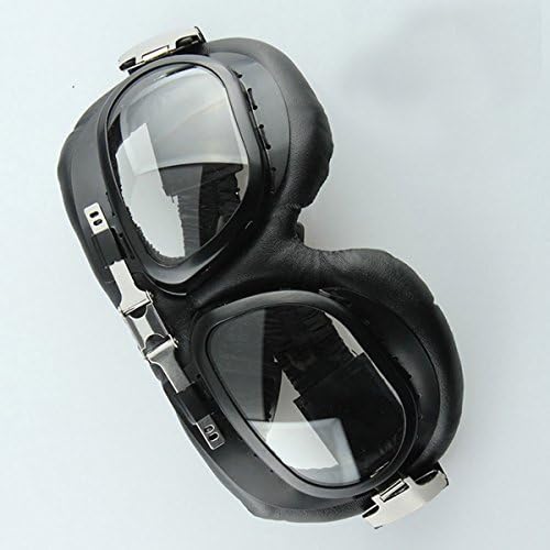 Motorcycle Riding Goggles Helmet Steampunk Chrome Motorcycle Flying Goggles Vintage Pilot Biker Motorcycle Goggles Safety Glasses Clear Lens iG-64
