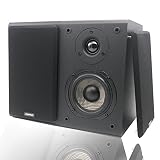 ES 05B Bookshelf Speaker 2-Way 75W *2 Classic Wooden Loudspeaker with 4-Inch Carbon Fiber Woofer and Silk Dome Tweeter, Black (Pair)