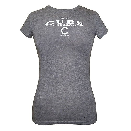 Chicago Cubs Women's Vintage Grey Crew Neck T-shirt by 5th & Ocean
