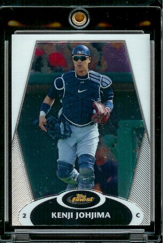 2008 Topps Finest # 23 Kenji Johjima - Seattle Mariners - Premium Baseball Card in Protective Screw Down Display