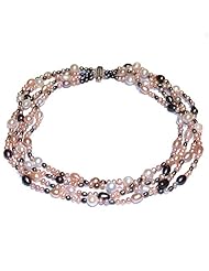 4-10mm Multi Color ，4 Rows Freshwater Cultured Pearl necklace, 19"