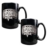 San Antonio Spurs 2pc Black Ceramic Mug Set - Primary Logo NBA Basketball