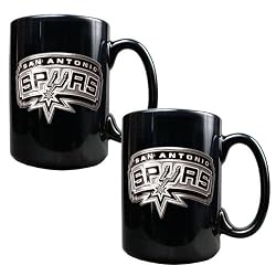 San Antonio Spurs NBA 2pc Black Ceramic Mug Set - Primary Logo by Great American Products