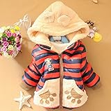 （ワボーズ） Waboats女の子 ボーイ三次元ベア柄プラス厚いビロードコットンコート 子供アウターウエア レッド 110