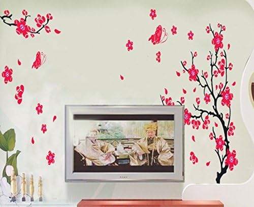 Dingoo Flower Plum Blossom Tree Branch Instant Wall Decal Sticker for Living Room Bedroom