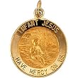 14K Yellow Gold Infant Jesus Medal - 18.00mm