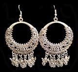 Fashion Jewelry - Antique Silver Hoop Earrings with Angel Charms (Cherub Fashion Earrings); Great Gift Idea