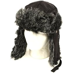 New Winter Faux Fur Pilot Trapper Trooper Ski Hat Black Medium Large