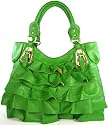 Womens Green Fashion Ruffle Shoulder Handbag