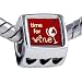 Pandora Style Bead Food Loving Wine Photo Heart European Charm Beads Fits Pandora Bracelet