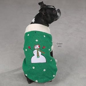green snowman christmas dog sweater