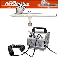 Iwata Revolution CR Airbrushing System with Silver Jet Air Compressor