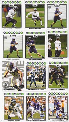 2008 Topps Seattle Seahawks Complete Team Set of 22 cards including Matt Hasselbeck, John Carlson rookie and more!