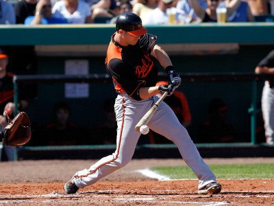 Baltimore Orioles v Pittsburgh Pirates, BRADENTON, FL - FEBRUARY 28: Nolan Reimold Photographic Poster Print by J. Meric, 9x12