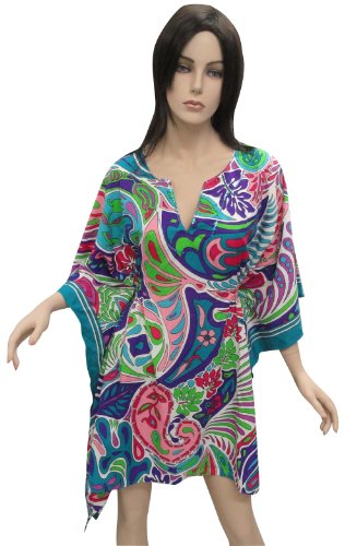 Fabulous Multi Printed Sequin Worked Kaftan Caftan Cover up Tunic Spring Resort Dress-Mother's Day Gift. product image