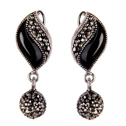Handmade Earings Sterling Silver Onyx Jewelry 0.75 inches (erg174)