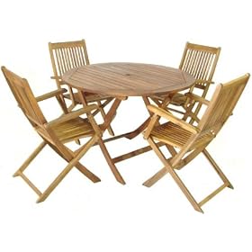 5 Piece New York Wood Table and Chair Garden Furniture Set