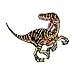 Dinosaur Animal Extinct Striped Velociraptor Embroidered Iron On Applique Patch P3986