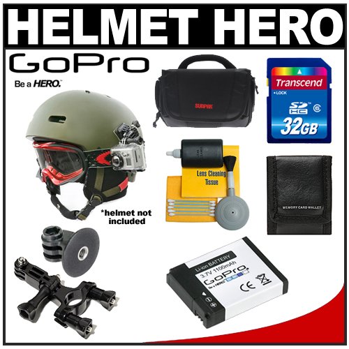 GoPro HD Helmet Hero Video Still Digital Camera Waterproof Housing with 32GB SD Card Handlebar Mount Battery Case Accessory Kit