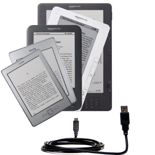 dc power adapter image Classic Straight USB Cable for the Amazon Kindle / DX / Touch / Keyboard (WiFi and 3G) with Power Hot Sync and Charge Capabilities image