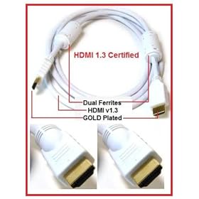 PTC 10 ft High Speed HDMI 1.3 Category 2 Certified WHITE Cable w/Ferrite Cores (Gold Plated Connectors) - Supports PS3, Xbox, Blu-Ray, HD-DVR, HD-DVD, all HDTV resolutions - 1080p and beyond