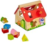 Eichhorn 100002098 - Holz Steckhaus, 15-teilig, 18x17,5x18cm, mit 12 Steck-Bausteinen