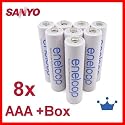 8 x Sanyo Eneloop Micro Akkus Batterien AAA in speziellen, robusten Akkuboxen von Lights and Energy NEUESTE VERSION HR-4UTGA 50% mehr LEBENSDAUER bis 1500 LADEZYKLEN