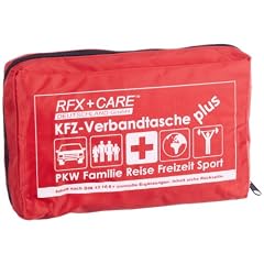 RFX + Care FA200-5320716 KFZ-Verbandtasche rot, Inhalt nach DIN 13164 � 35h STVZO + Beatmungsmaske + Pflaster + EXTRAS