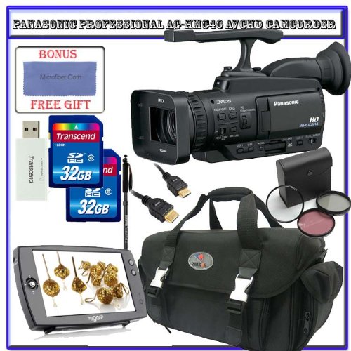 Panasonic AG-HMC40 Professional 3MOS AVCCAM Handheld Camcorder + Two (2) Transcend 32GB SDHC + Willoughby's Advanced Shooter & Quick Store Package