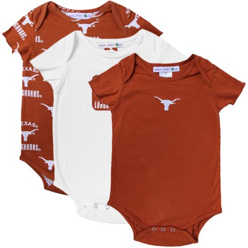 Texas Longhorns Infant Burnt Orange-White Maverick 3-Pack Creeper Set (6-9 Months)