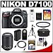 Nikon D7100 Digital SLR Camera Body with 55-200mm VR Lens + 32GB Card + Case + Battery + Filter + Tripod + Accessory Kit
