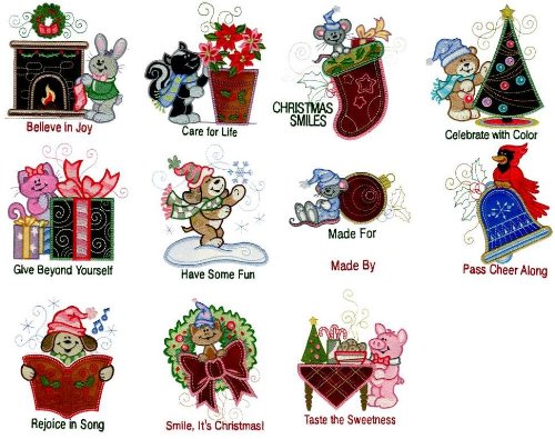 Brother Embroidery Card CHRISTMAS SMILES APPLIQUE