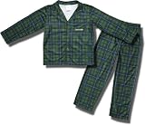 Calvin Klein Green/Navy Plaid Flannel Coat Style Pajamas for Children