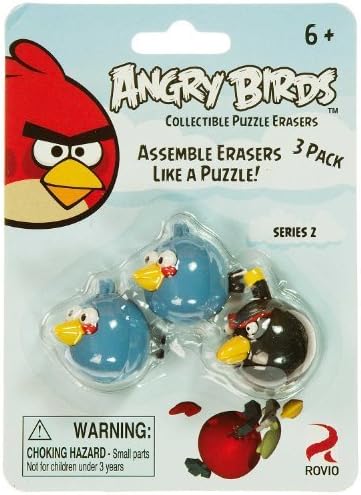 Blue Birds &amp; Black Bird: Angry Birds Collectible Puzzle Erasers Series 2 by MZB Imagination