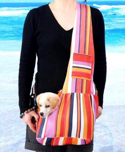 New Pet Sling-Style Carrier Dog Cat Sling Bag-Colorful Strips-Large Size