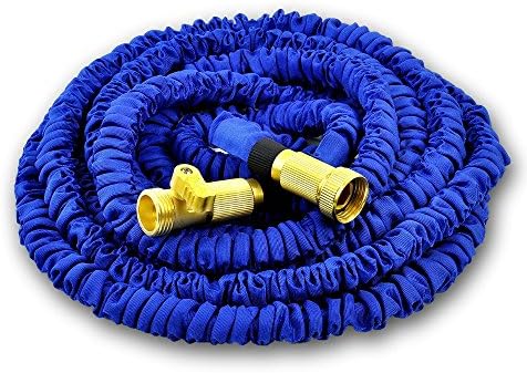 WORLD'S STRONGEST Expandable Garden Hose with MADE IN USA inner tube material &amp; NEW DOUBLE M EXTERIOR FABRIC, Garden Hose Expanding Hose Flexible Hose Expandable Hose (100 ft, Blue)