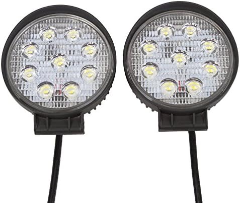 Mcroon 2 pcs 27W Flood LED Work Light Round Driving for Jeep Cabin/Boat/SUV/Truck/Car/ATVS/Fishing/Deck
