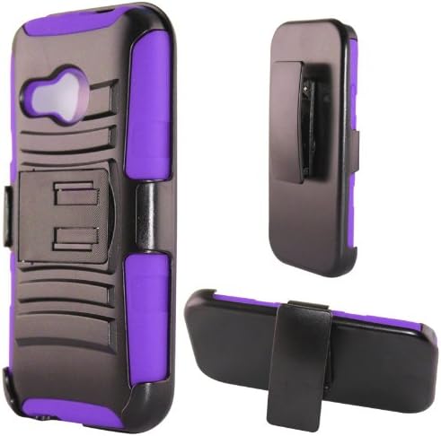HTC One Mini 2 / HTC One Remix / HTC M8 Mini 3 in 1 Bundle Heavy Duty Armor Style 2 Case Cover w/ belt clip and viewing stand - Purple (Free Ultra-Sensitive Stylus Pen and Premium Screen Protector by BeautyCentral TM)