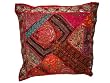 Vintage India Sari Patchwork Candy Apple Red Beaded Floor Pillows Cover India 24"