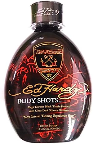 Ed Hardy Body Shots Indoor Tanning Bed Lotion w/ Bronzer &amp; Hot Tingle 13.5 Us Fl. Oz. (400 Ml)