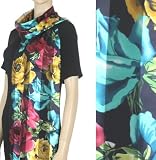 Spring Satin and Sheer Stripe Multi Colored Rose Floral Fashion Scarf / Sash / Wrap / Belt ( Choose from 2 Colors) - Clearance !