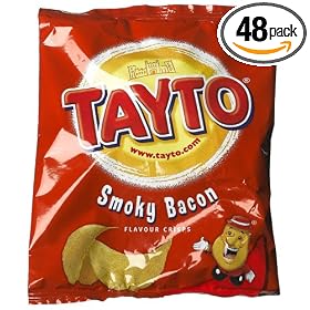 Tayto Smokey Bacon Crisps, 1.23-Ounce Packages (Pack of 48)