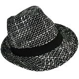 BLACK & WHITE RAISED TWEED FEDORA HAT W/BLACK HAT BAND 51rzdUcTYkL. SL160 BLACK & WHITE RAISED TWEED FEDORA HAT W/BLACK HAT BAND