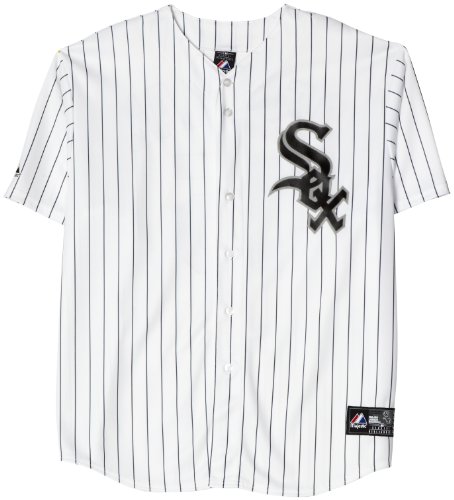 MLB Men's Chicago White Sox Gordon Beckham White/Black Pinstripe Home Short Sleeve 6 Button Synthetic Replica Baseball Jersey Spring 2012  (White/Black Pinstripe, Medium)
