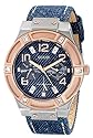 GUESS Women's U0289L1 Silver and Rose Gold-Tone Denim Multi-Function Watch