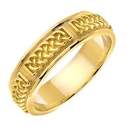 18K Gold Celtic Wedding Band Width 6mm - Sizes 5 to 13, 12.5