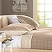 Amazon Brand – Pinzon Reversible Square Matelasse Coverlet, Queen, Ivory/Camel