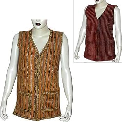 Vest Womens Outerwear Quilted Patterns Outdoor Casual Dress Handmade in Jaipur in India Size 10 (jkt322)