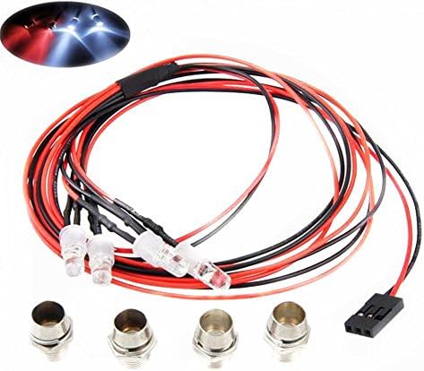 DeanKe 4 LED Flashing Light for RC Model Cars Buggy Headlight Taillight (2 Red Light + 2 White Light )